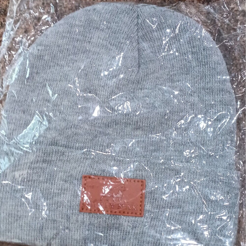 Bully Max Gray Solid Beanie Hat One Size Stretch Unisex Adults Fall Winter